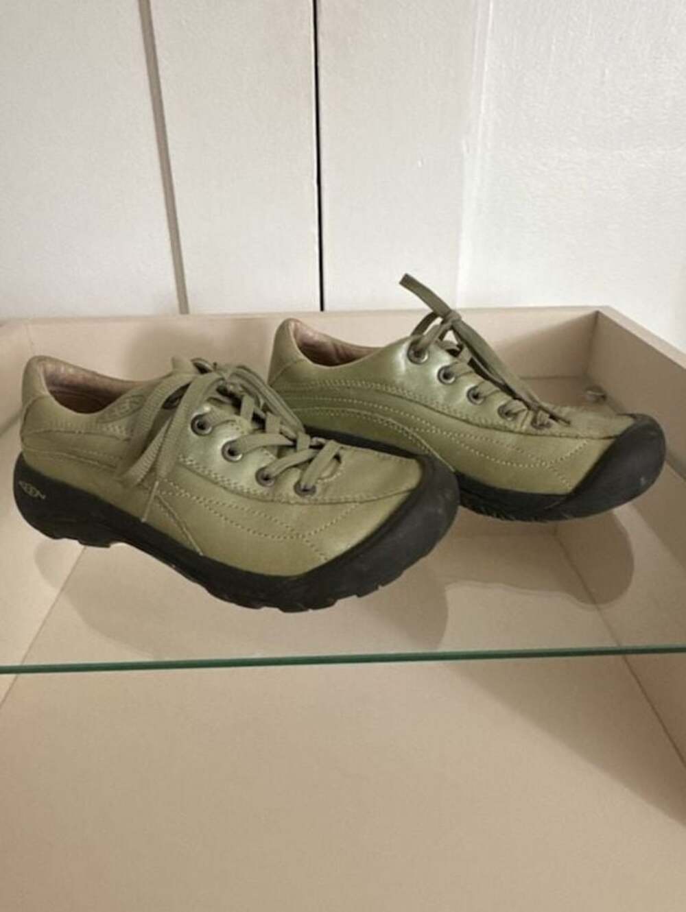 Keen Green Leather Lace Up Hiking Outdoor Toe Protection Shoes